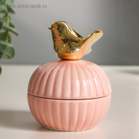 Шкатулка керамика "Золотой воробушек" 10х8х8 см Шкатулка керамика "Золотой воробушек" 10х8х8 см