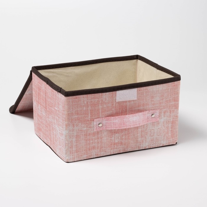 Короб стеллажный для хранения с крышкой &laquo;Ронда&raquo;, 26&times;20,5&times;16 см, цвет розовый