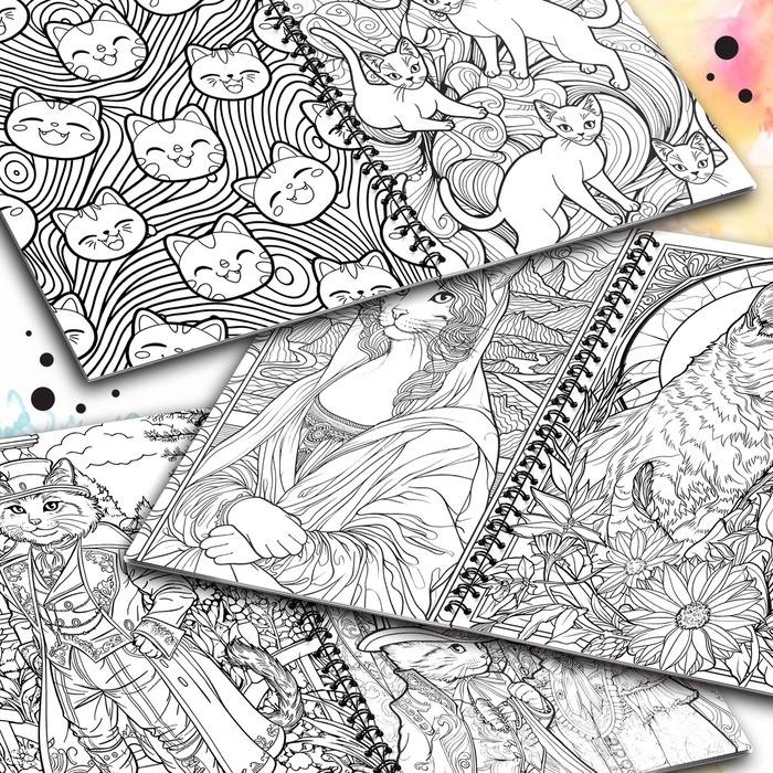 Релакс-раскраска &laquo;Кэтсбук&raquo;, 100 картинок, формат А4