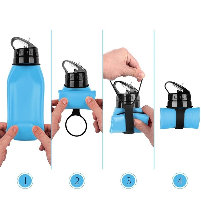 Бутылка для воды складная, 600 мл, 6.5 х 27 см, силиконовая Бутылка для воды складная, 600 мл, 6.5 х 27 см, силиконовая