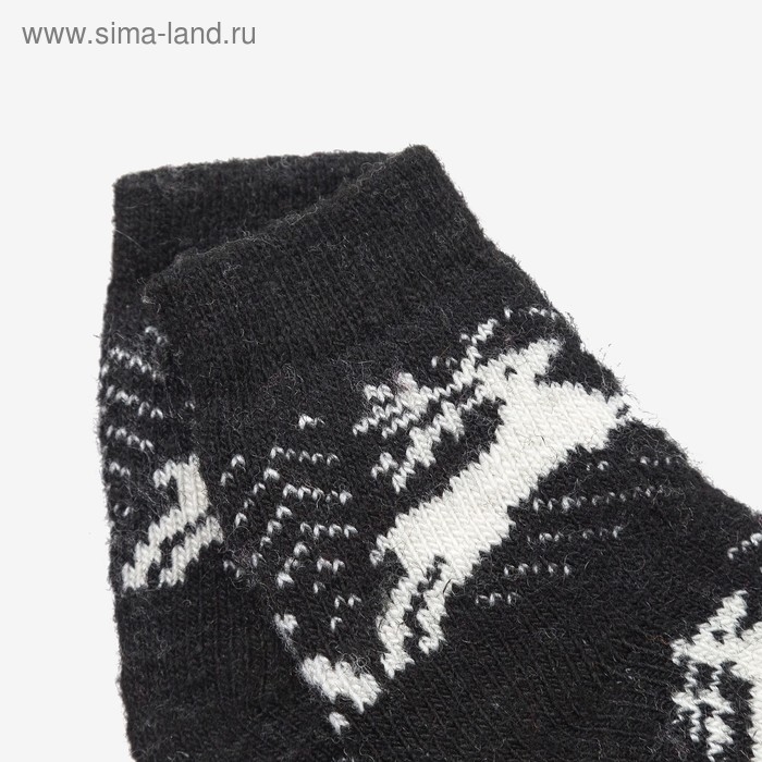 Носки детские шерстяные &laquo;Олени&raquo;, цвет чёрный, размер 20