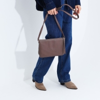 Сумка кросс-боди RICHET на молнии, цвет коричневый