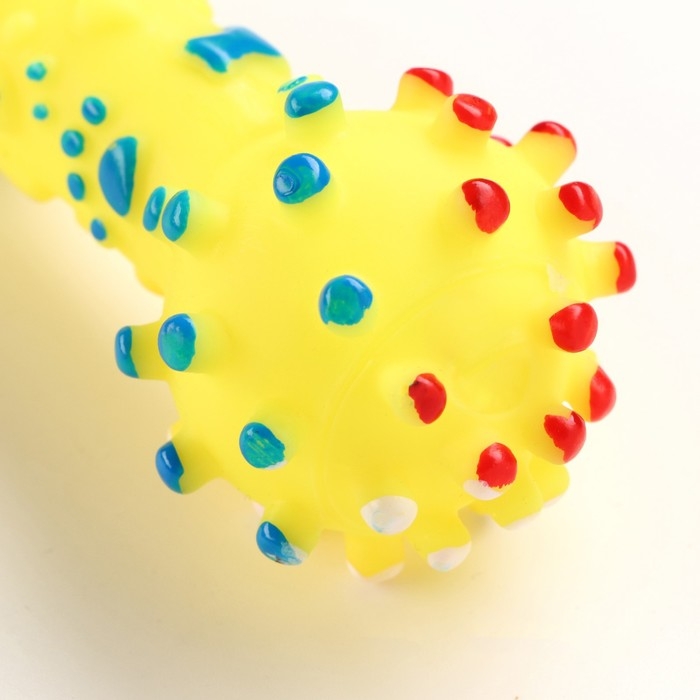 Игрушка пищащая "Гантель малая" для собак, 12,5 см, жёлтая