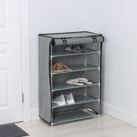 Полка для обуви с чехлом LaDо́m, 5 уровней, 60&times;30&times;90 см, цвет серый