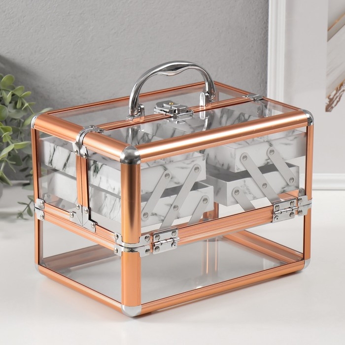 Шкатулка пластик металлокаркас Шкатулка пластик металлокаркас "Золотой металлик" 18х25х18 см