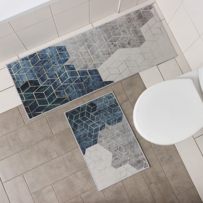 Коврики для дома Доляна &laquo;Галилео&raquo;, 2 шт: 45&times;120 см, 40&times;60 см, цвет МИКС