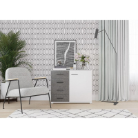 Комод Nova, 900х410х742, Белый/Бетон