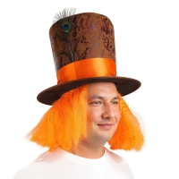 Шляпа карнавальная "Цилиндр" с волосами р-р 56-58 Шляпа карнавальная "Цилиндр" с волосами р-р 56-58