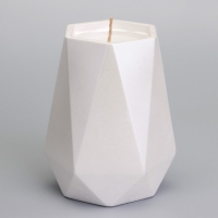 Свеча "Ваза. Мрамор" в подсвечнике из гипса с гранями,7х10см,белый перламутр Свеча "Ваза. Мрамор" в подсвечнике из гипса с гранями,7х10см,белый перламутр