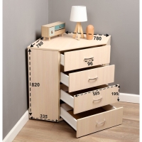 Комод угловой, 780х780х820, молочный дуб