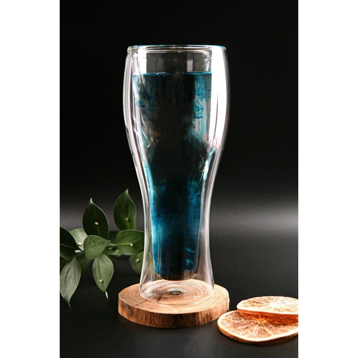 Бокал стеклянный пивной с двойными стенками Magistro &laquo;Дуо&raquo;, 480 мл, 8,4&times;21 см