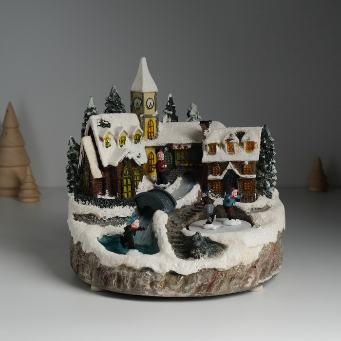 Сувенир пластик световой Сувенир пластик световой "Зимние забавы" крутится 20,5х17х20,5 см