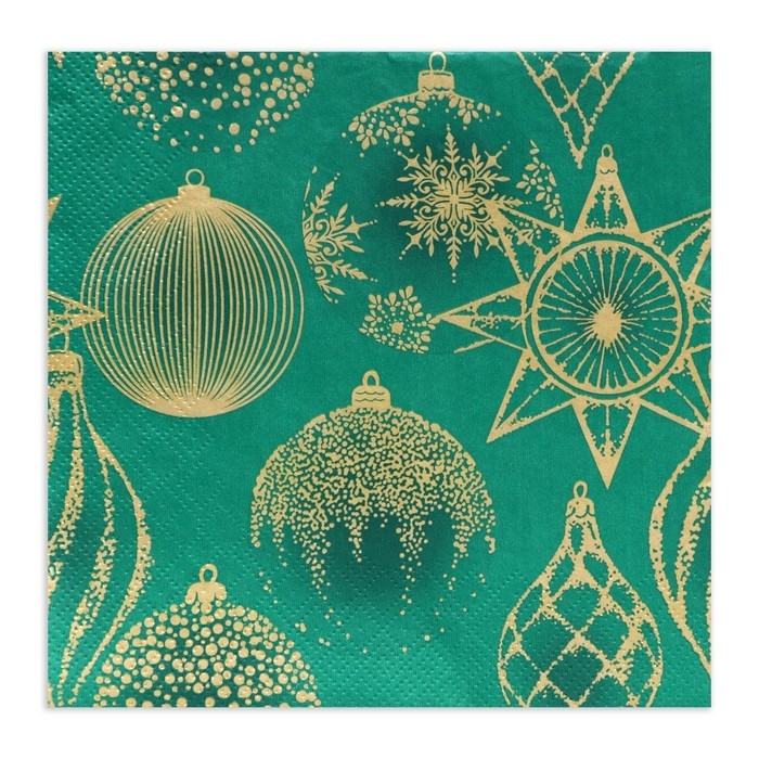 Новогодние салфетки бумажные Home Collection «Золотые украшения на зеленом», 3 слоя, 33х33 см, 20 шт Новогодние салфетки бумажные Home Collection «Золотые украшения на зеленом», 3 слоя, 33х33 см, 20 шт