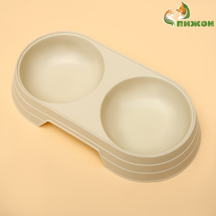 Миска пластиковая двойная Миска пластиковая двойная "Дуэт", 24 х 12,5 х 4,5 см, зелёная