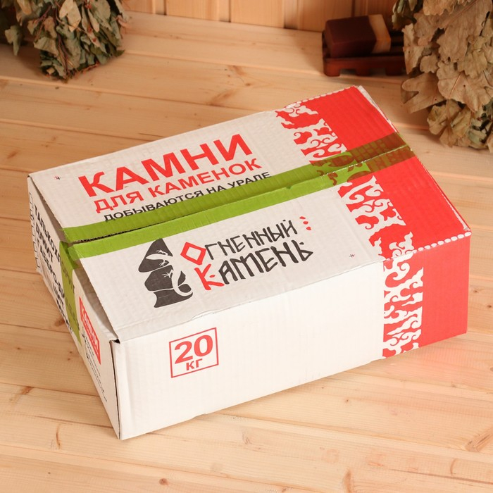 Камень для бани Камень для бани "Дунит" галтованный, коробка 20 кг, фракция 70-120 мм, мытый