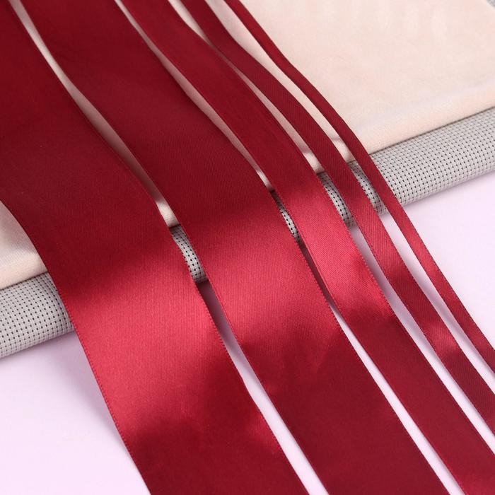 Набор атласных лент, 5 шт, размер лент: 6/10/20/40/50 мм × 23 ± 1 м, цвет бордовый Набор атласных лент, 5 шт, размер лент: 6/10/20/40/50 мм × 23 ± 1 м, цвет бордовый