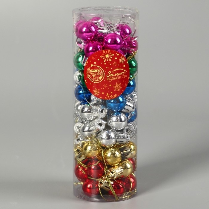 Набор шаров пластик d-2 см, 60 шт "Мелодия" глянец, микс