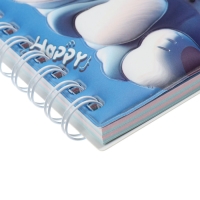 Записная книжка подарочная на гребне 80л,линия, цветной блок,обложка ПВХ 3D Мишка(17,6х13,5см)   105