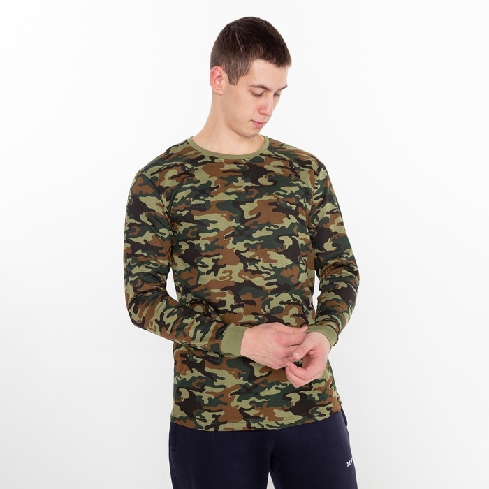 Лонгслив мужской с начёсом, цвет МИКС камуфляж коричнево-зелёный, размер 50 Лонгслив мужской с начёсом, цвет МИКС камуфляж коричнево-зелёный, размер 50