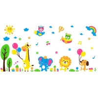 Наклейки интерьерные "Зверята", детские, декор на стену, панно 200 х 96 см Наклейки интерьерные "Зверята", детские, декор на стену, панно 200 х 96 см