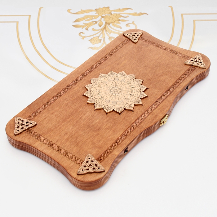 Нарды деревянные большие, резные, настольная игра "Скандинавские", 45 х 45 см