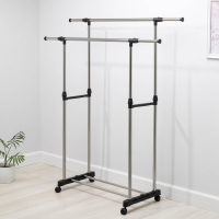 Стойка - вешалка напольная для одежды Доляна, телескопическая, 2 перекладины 80(145) &times; 43 &times; 90(160) см