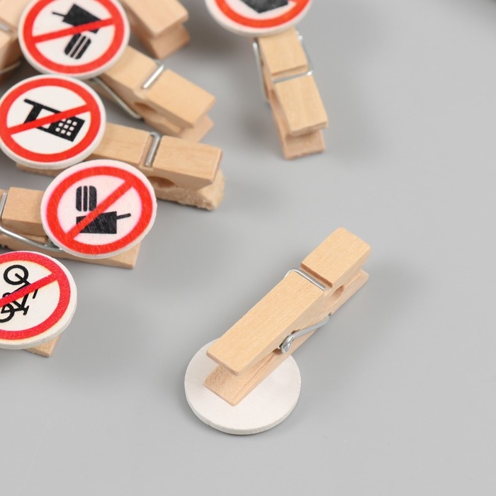 Декор для творчества дерево Декор для творчества дерево "Запрещающие знаки" набор 10 шт 1,9х4,2 см