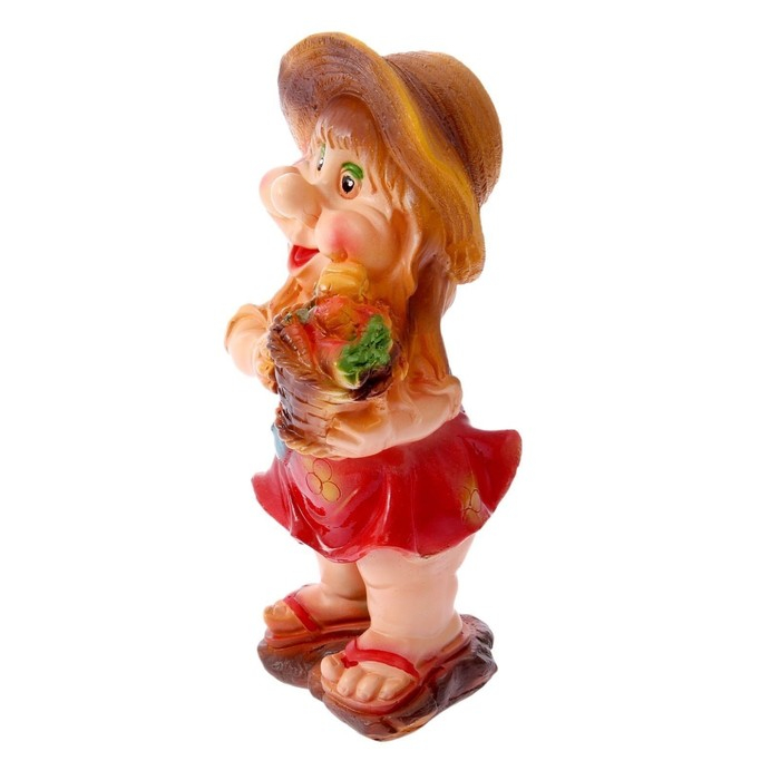 Садовая фигура "Гном с корзиной" малый 16х15х39см