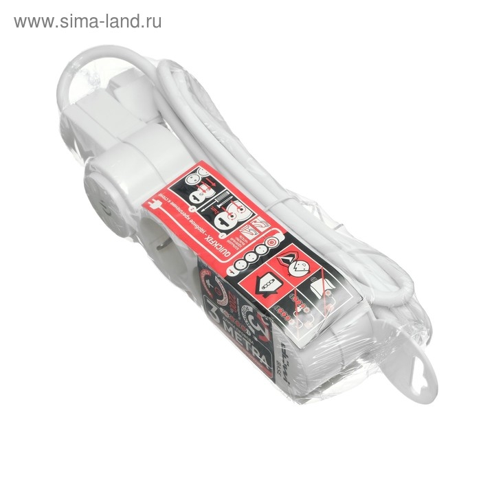 Удлинитель Duwi, 3 розетки, 3 м, 10 А, 2200 Вт, ПВС 3х0.75 мм2, с з/к, с выключателем, белый Удлинитель Duwi, 3 розетки, 3 м, 10 А, 2200 Вт, ПВС 3х0.75 мм2, с з/к, с выключателем, белый