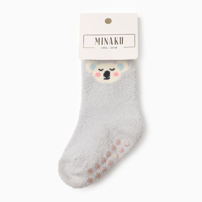 Носки детские махровые со стопперами MINAKU, цвет серо-голубой, размер 10-12 см Носки детские махровые со стопперами MINAKU, цвет серо-голубой, размер 10-12 см