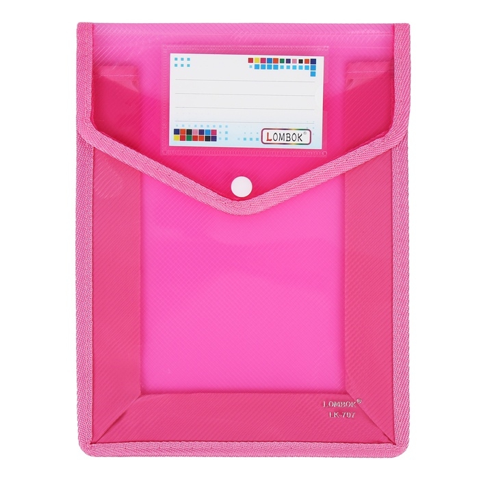 Папка-конверт на кнопке А5, 500 мкр, с расширением, вертикальная, карман для визиток, МИКС