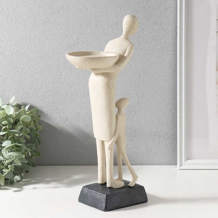 Подсвечник полистоун "Материнство" белый 15х11х34,5 см