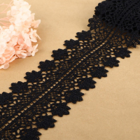 Кружево гипюровое, 80 мм &times; 6,8 &plusmn; 0,5 м, цвет чёрный