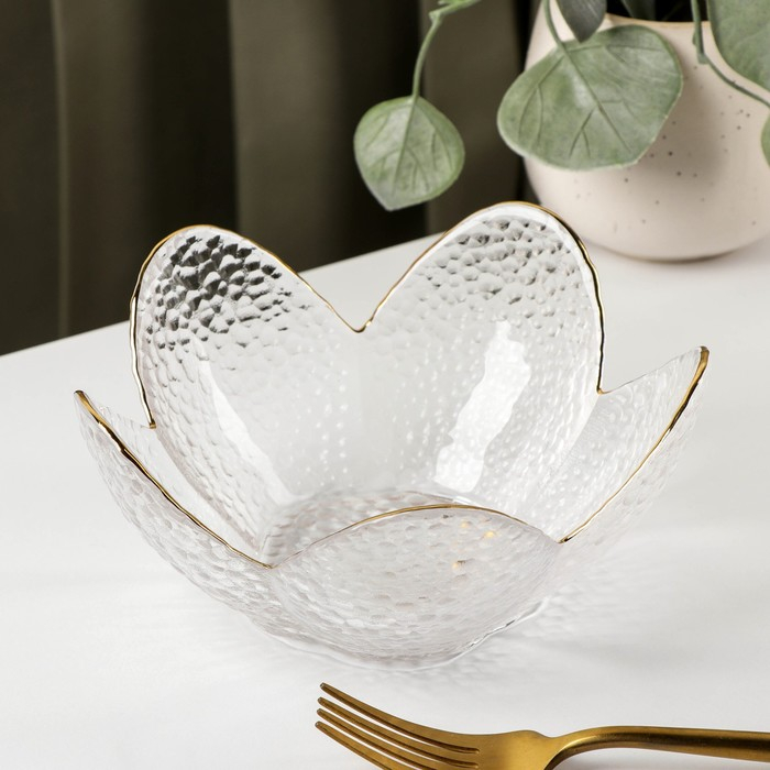 Салатник стеклянный фигурный &laquo;Цветок&raquo;, 280 мл, 16&times;7,7 см