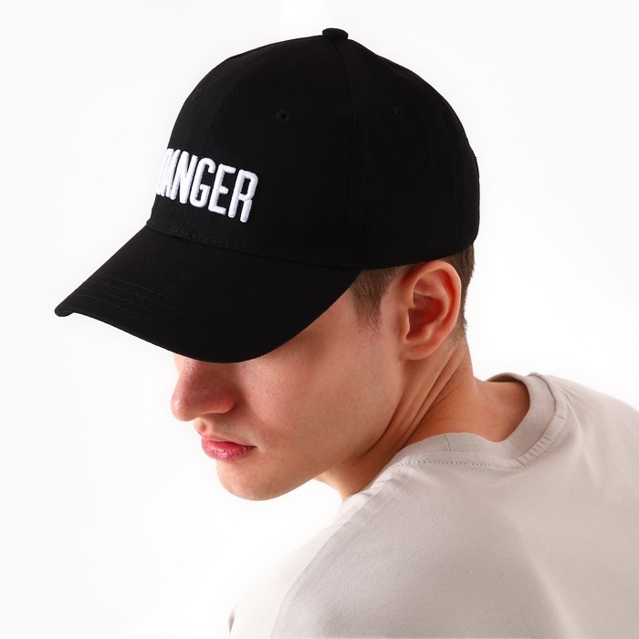 Кепка мужская с лентой DANGER, цвет чёрный, р-р 56 Кепка мужская с лентой DANGER, цвет чёрный, р-р 56