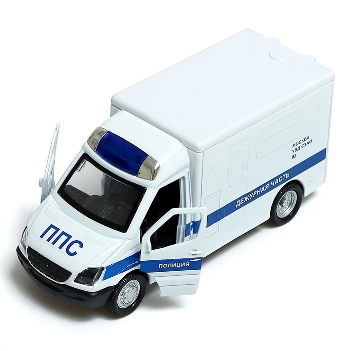 Машина металлическая «Полиция», 1:32, инерционная, световые и звуковые эффекты, русская озвучка, открываются двери, цвет белый Машина металлическая «Полиция», 1:32, инерционная, световые и звуковые эффекты, русская озвучка, открываются двери, цвет белый
