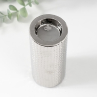 Подсвечник керамика на 1 свечу "Капли воды" d=4 см серебро 6,5х6,5х14,5 см