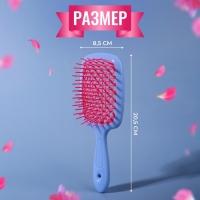 Расчёска массажная, широкая, вентилируемая, 8,5 &times; 20,5 см, PVC коробка, цвет голубой/розовый