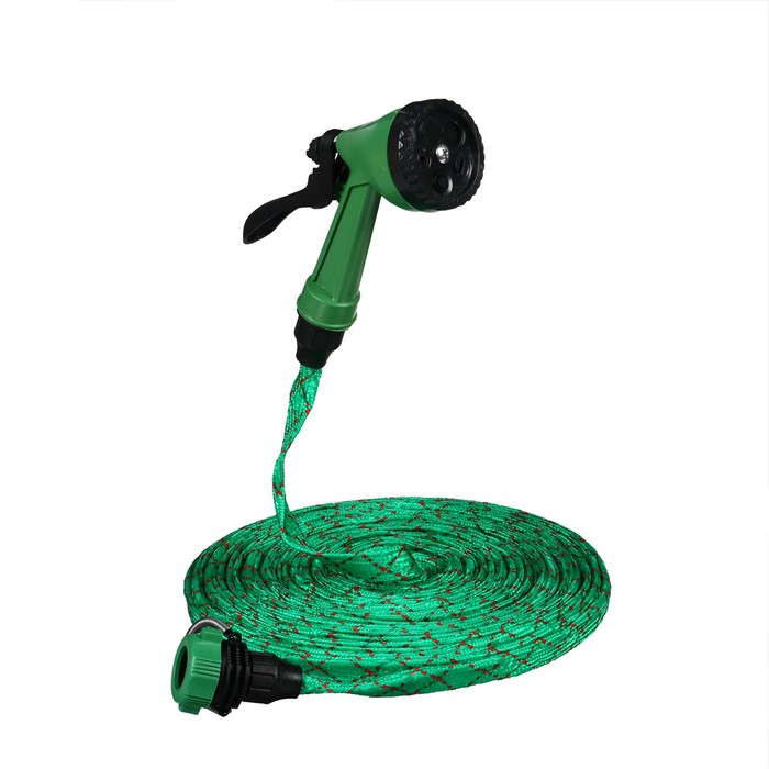 Шланг поливочный резиновый, 12 мм (1/2 Шланг поливочный резиновый, 12 мм (1/2"), 20 м, в текстильной оплётке, с поливочным пистолетом, цвет МИКС, Greengo