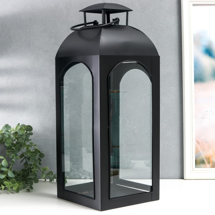 Подсвечник металл Подсвечник металл "Фонарь купольный" чёрный набор 2 шт 14,5х14,5х35 см 47х18х19 см