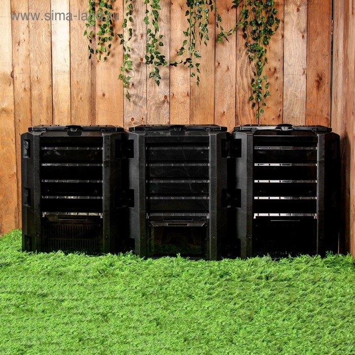 Компостер пластиковый Module, 1200 л, с крышкой, 198 × 72 × 82,6 см, чёрный Компостер пластиковый Module, 1200 л, с крышкой, 198 × 72 × 82,6 см, чёрный