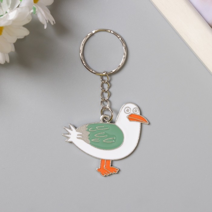 Брелок металл "Чайка белая" 4х4 см