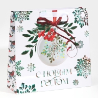 Пакет подарочный новогодний ламинированный квадратный &laquo;Forest&raquo;, 30 х 30 х 12 см, Новый год