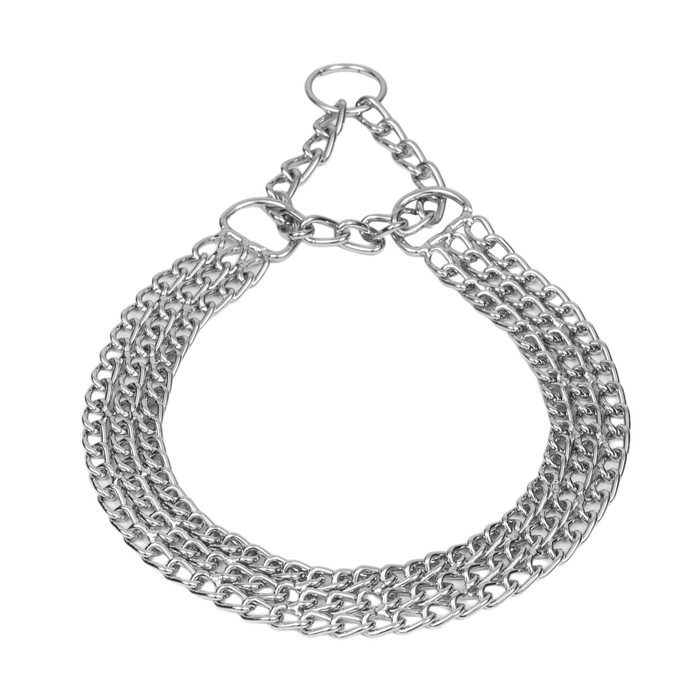 Ошейник - полуудавка металлический трехрядный, 60 см, толщина проволоки 2,5 мм