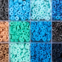 Декор для творчества пластик "Палитра синего и голубого" d=0,6 см н-р 24 цвета 18,5х13х2 см