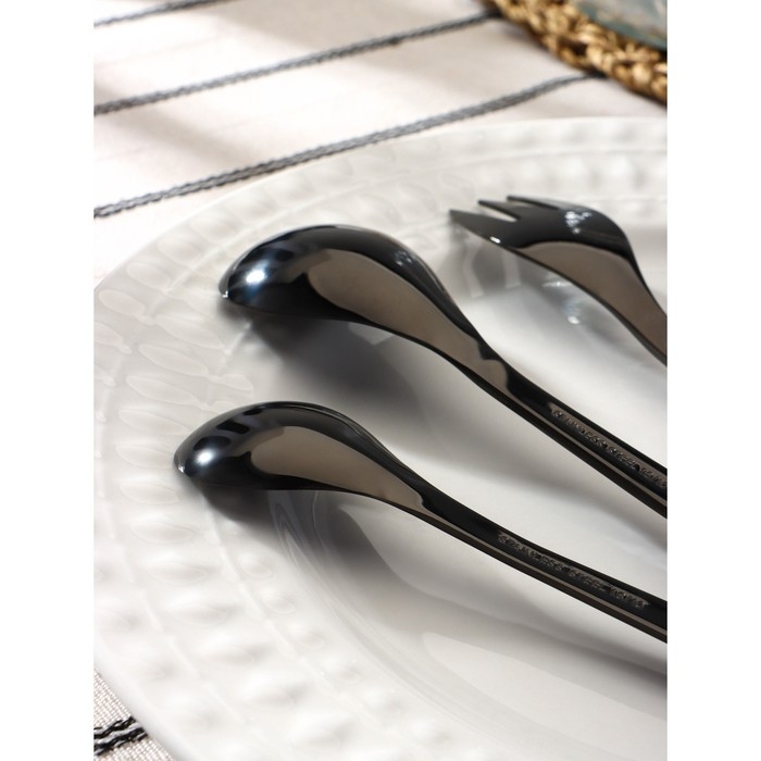 Столовые приборы из нержавеющей стали Magistro Aqua, 4 предмета, цвет чёрный Столовые приборы из нержавеющей стали Magistro Aqua, 4 предмета, цвет чёрный