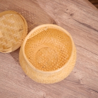 Корзинка с крышкой плетёная, из бамбука 20х20х22 см