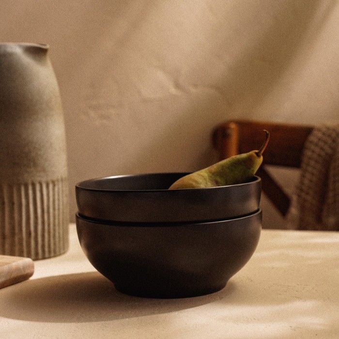 Набор мисок фарфоровых SL Home «Дарк», 1,2 л, d=18,5 см, цвет чёрный Набор мисок фарфоровых SL Home «Дарк», 1,2 л, d=18,5 см, цвет чёрный