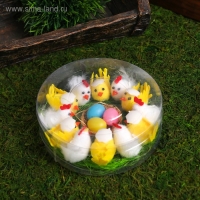 Сувенир пасхальный "Цыплята на травке с гнездом и яичками" набор шт 12 4,5х14х14 см Сувенир пасхальный "Цыплята на травке с гнездом и яичками" набор шт 12 4,5х14х14 см