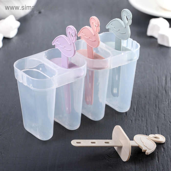 Форма для мороженого «Фламинго», 14,5×12×5,5 см, 4 ячейки, цвет прозрачный Форма для мороженого «Фламинго», 14,5×12×5,5 см, 4 ячейки, цвет прозрачный